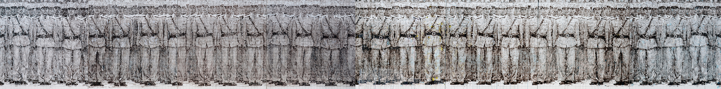 07_jong-kwang-hyun_soldiers-in-uniform-2015-16-acrylic-ink-gloss-varnish-and-gel-mediums-on-canvas-30x240-inches