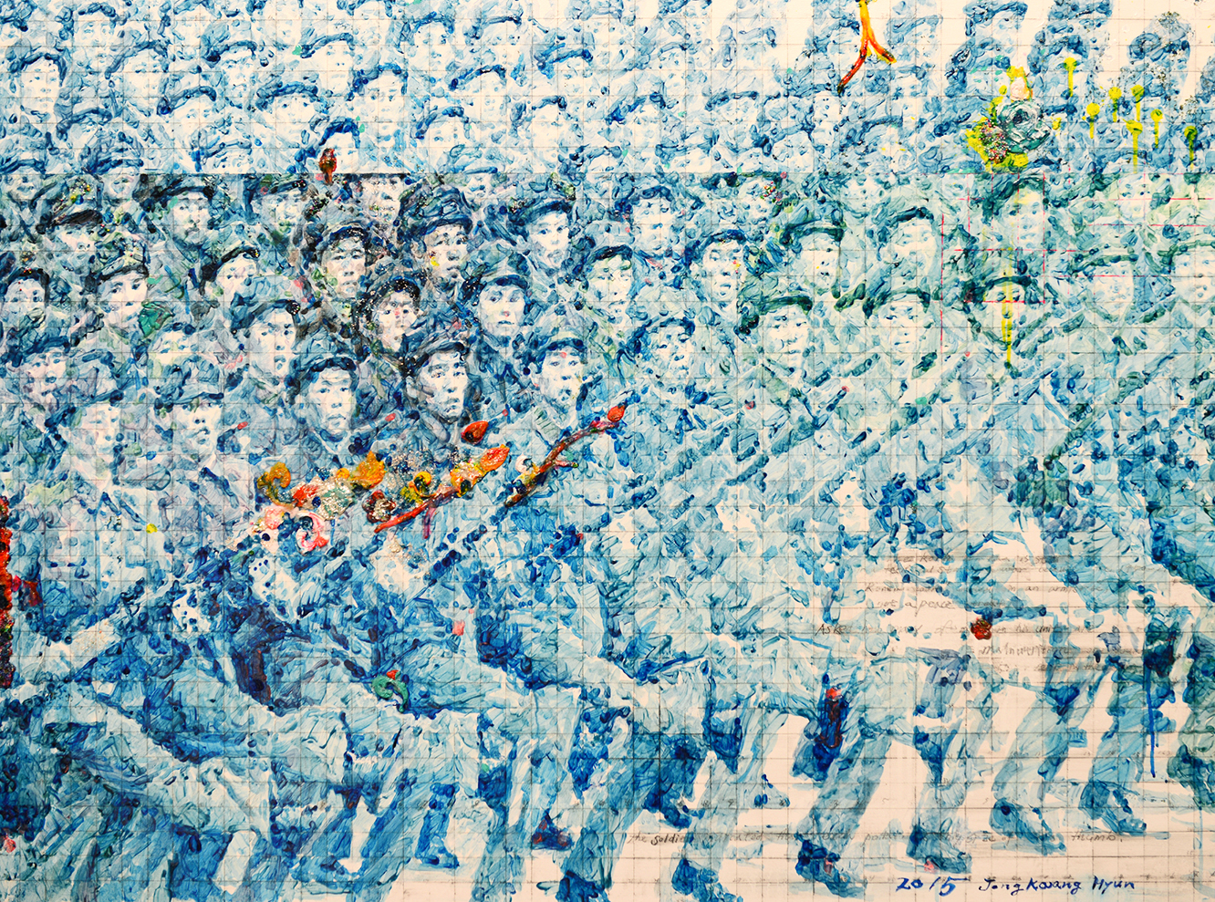 Soldiers, 2015,  Ink and gel mediums 36x 48 inches ( collected by SCAD