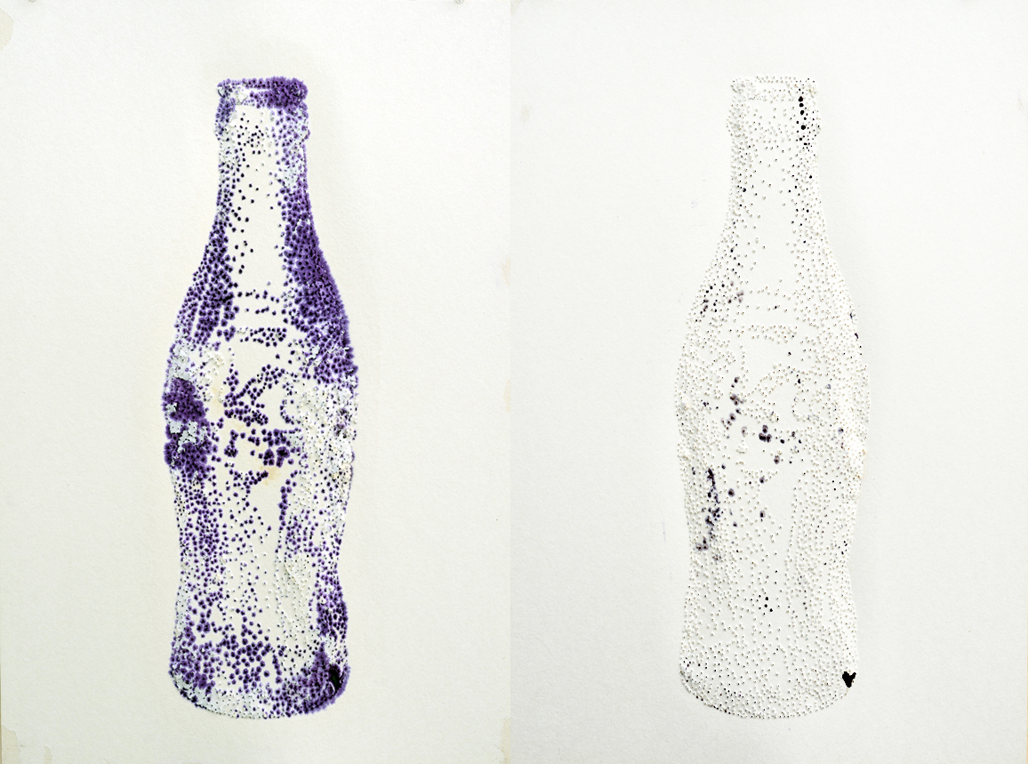 Coca –Cola Bottles, 2014, ink on paper, 30x44 inches
